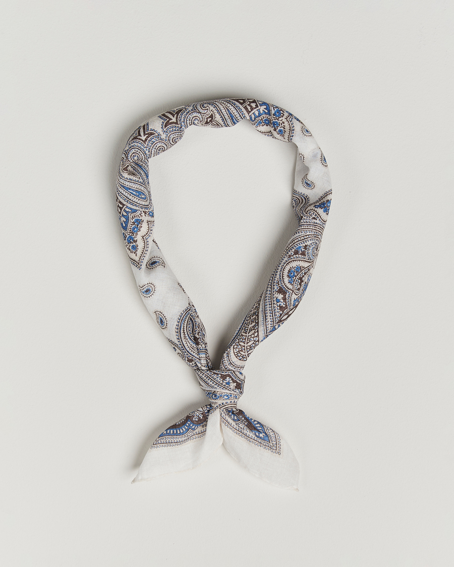 Herre | Scarves | Amanda Christensen | Cotton Voilé Printed Paisley Bandana Cream