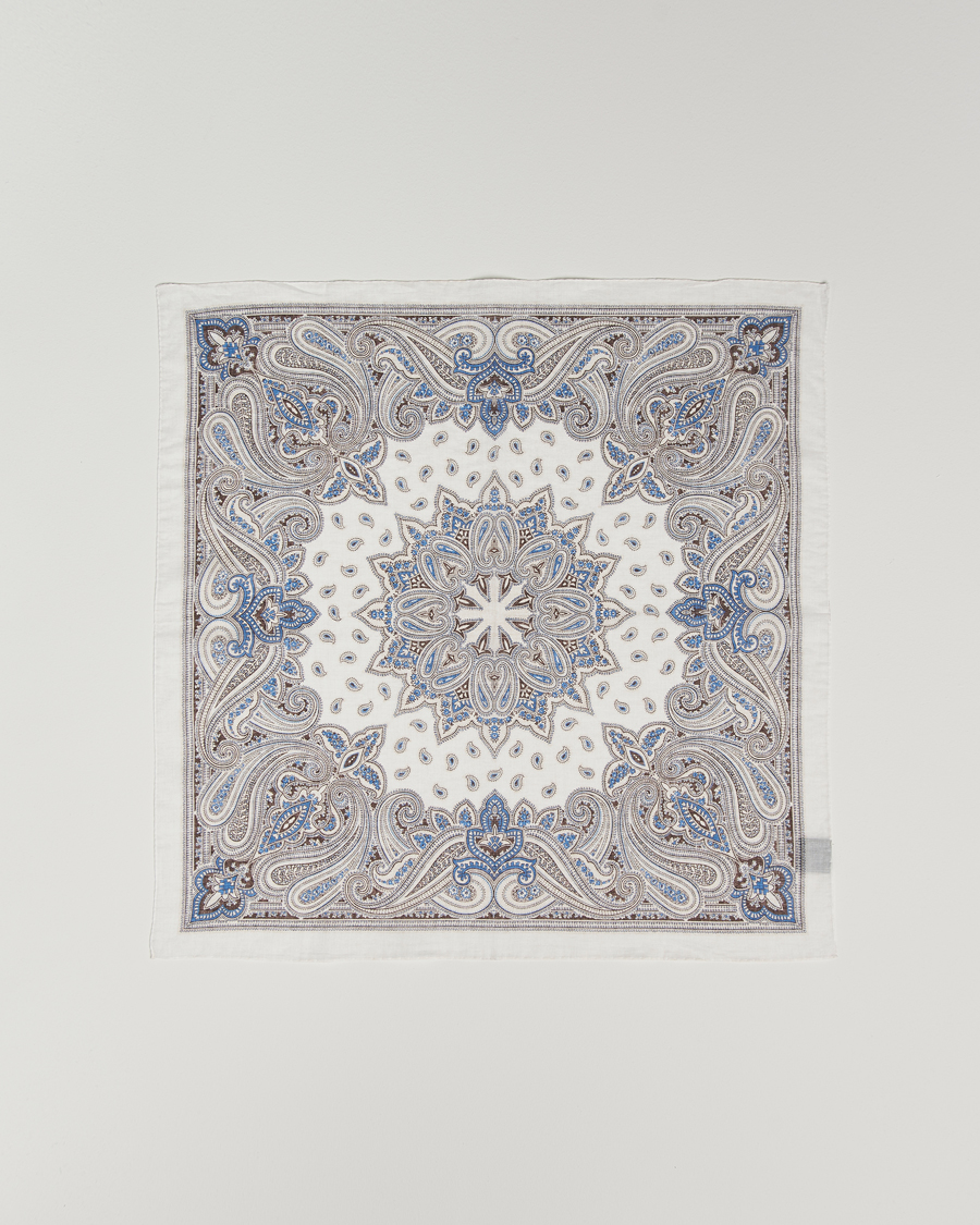 Herre | Scarves | Amanda Christensen | Cotton Voilé Printed Paisley Bandana Cream