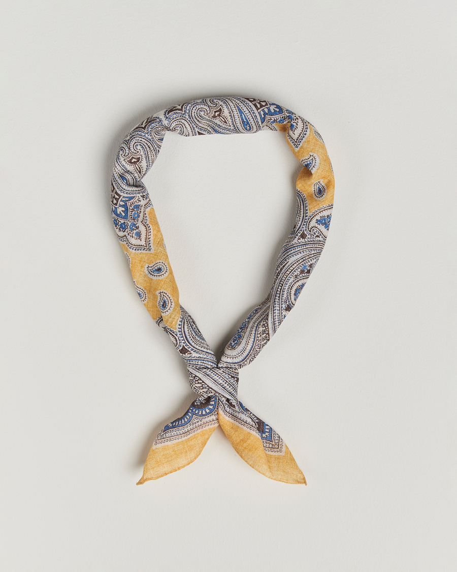 Herre | Scarves | Amanda Christensen | Cotton Voilé Printed Paisley Bandana Yellow