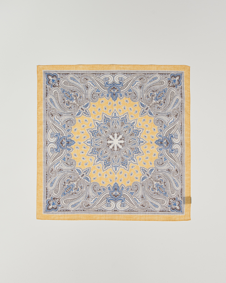 Herre | Scarves | Amanda Christensen | Cotton Voilé Printed Paisley Bandana Yellow