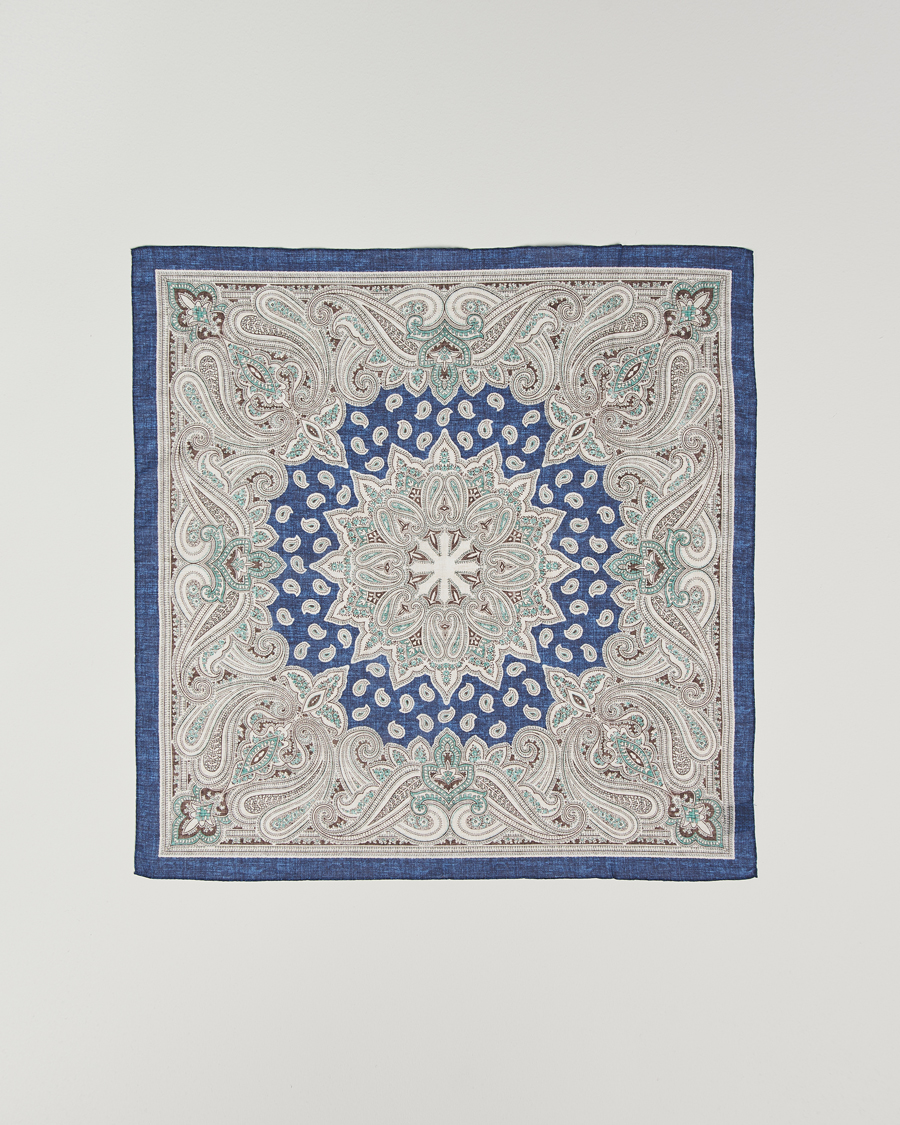 Herre | Scarves | Amanda Christensen | Cotton Voilé Printed Paisley Bandana Navy
