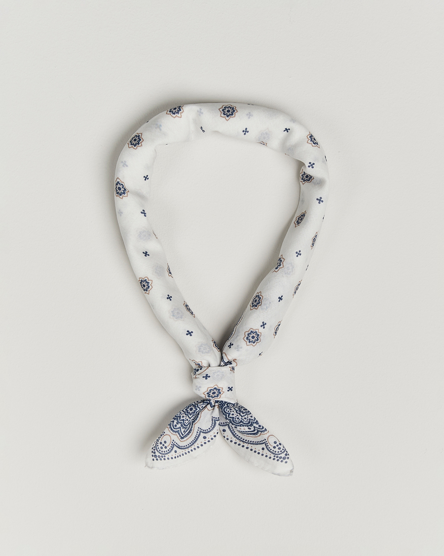 Herre | Scarves | Amanda Christensen | Cotton Voilé Printed Medallion Bandana Cream