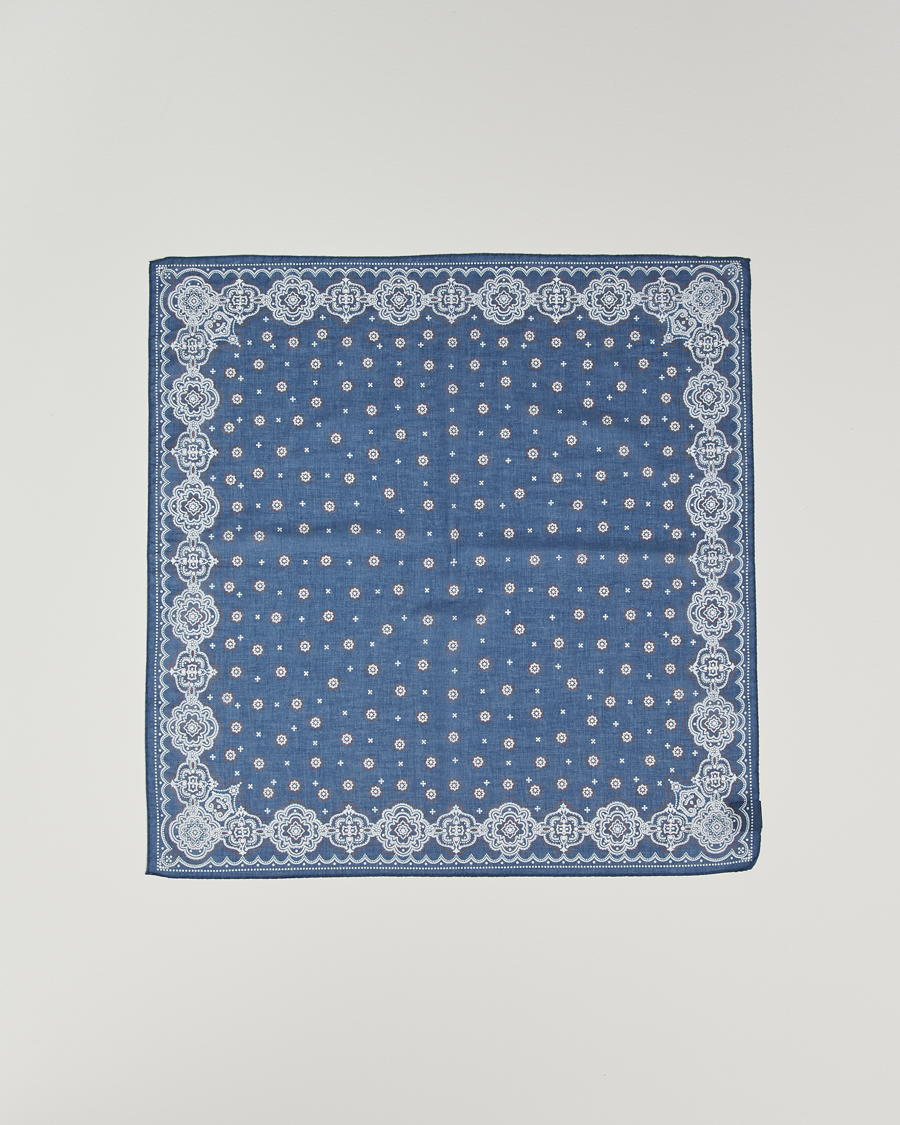 Herre | Scarves | Amanda Christensen | Cotton Voilé Printed Medallion Bandana Navy
