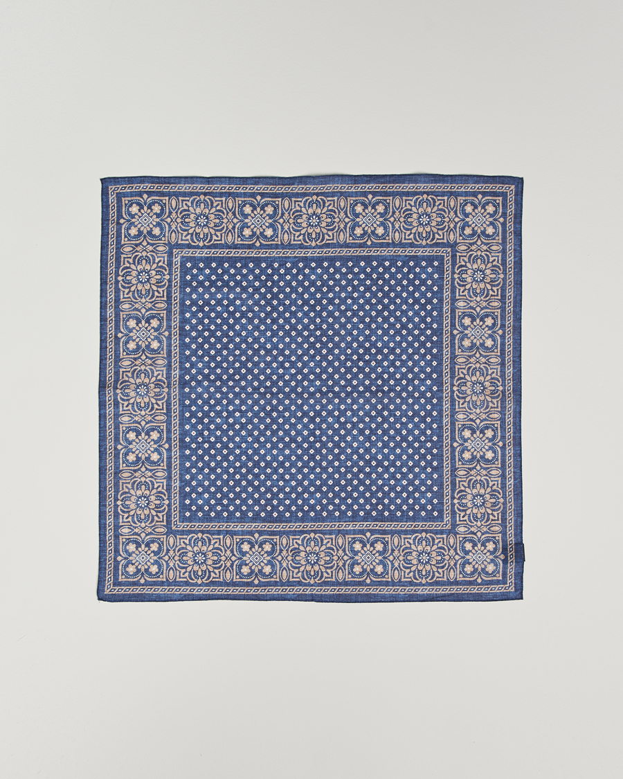 Herre | Scarves | Amanda Christensen | Cotton Voilé Printed Flower Bandana Navy