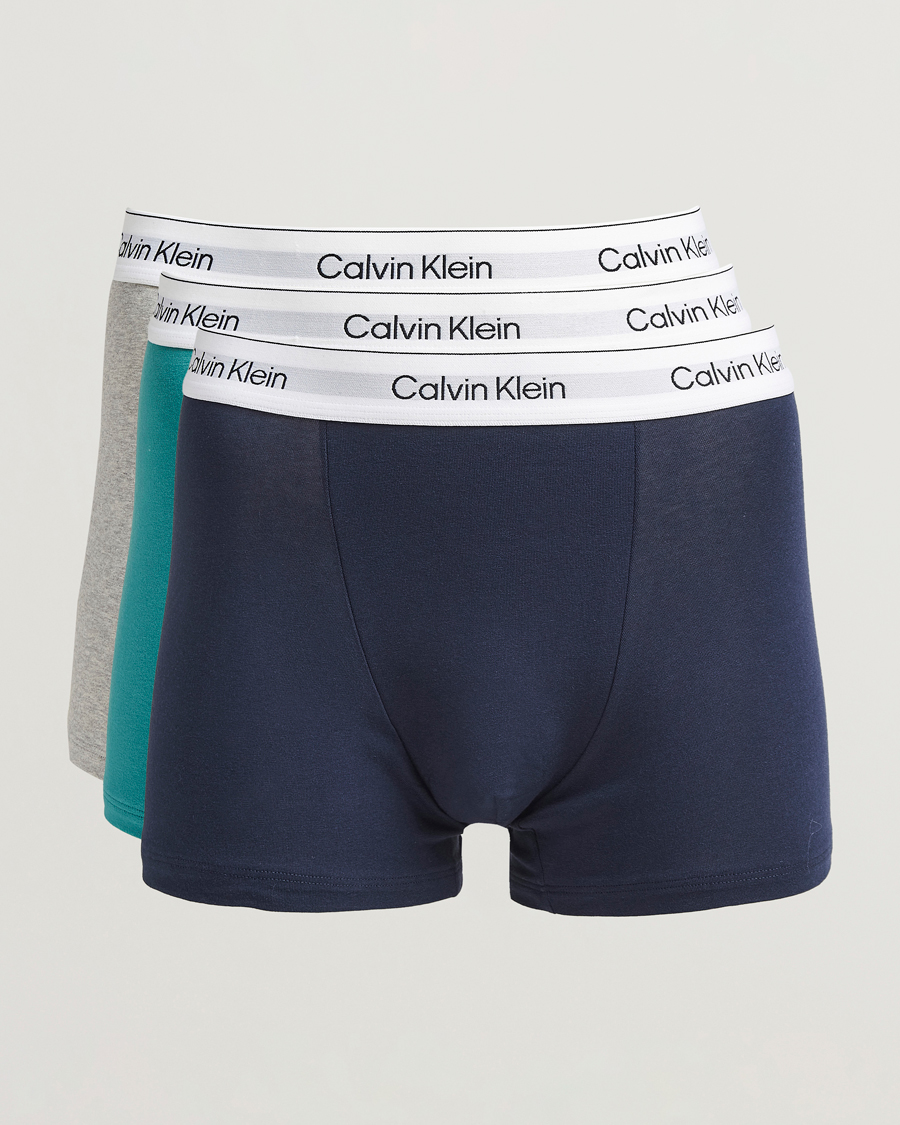 Herre | Undertøy | Calvin Klein | 3-Pack Icon Cotton Stretch Relaxed Trunk Blue/Grey/Green