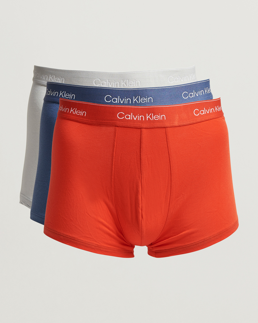 Herre | Undertøy | Calvin Klein | 3-Pack Icon Cotton Stretch Low Rise Trunk Blue/Grey/Red