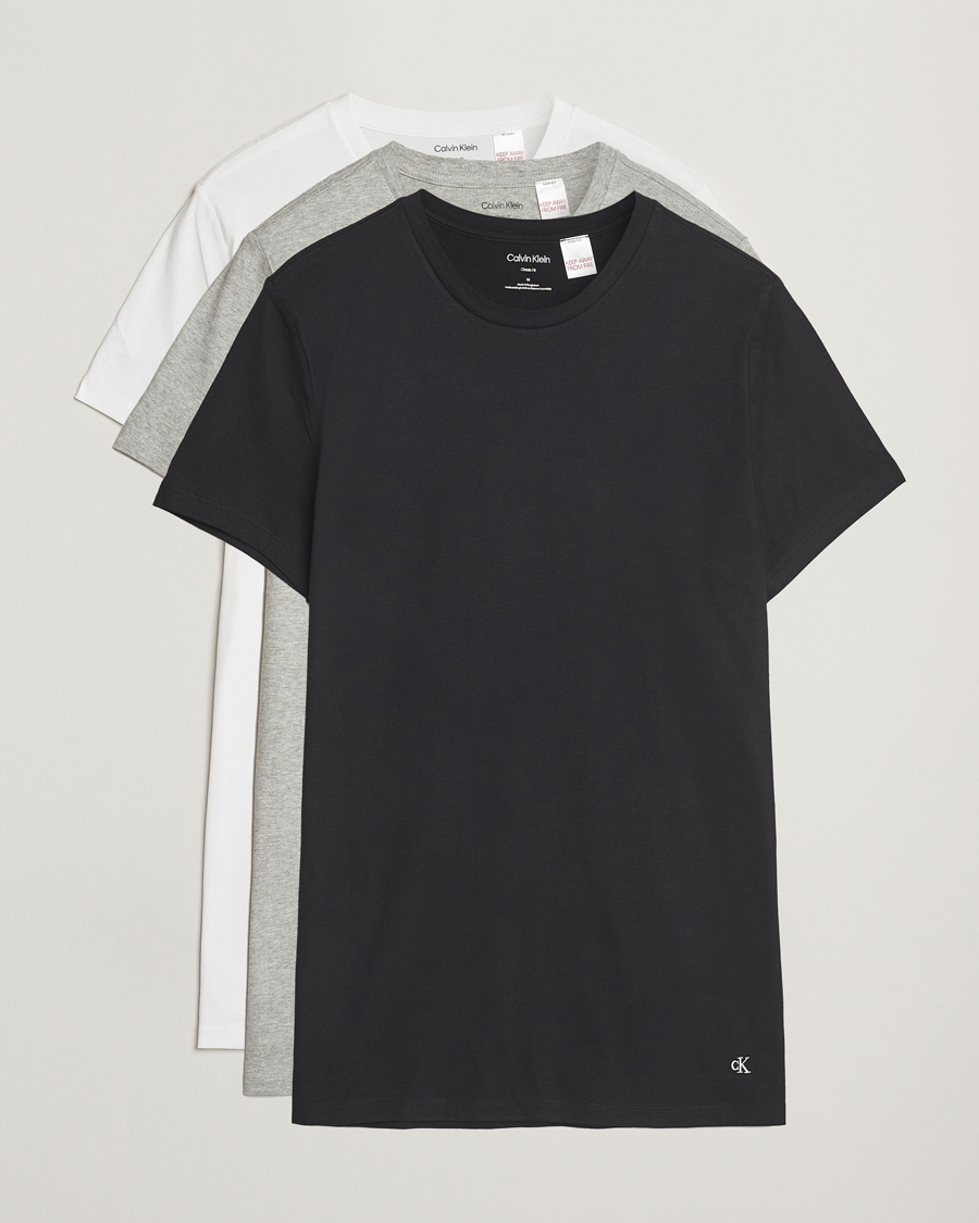 Herre | T-Shirts | Calvin Klein | 3-Pack Cotton Crew Neck T-Shirt White/Black/Grey