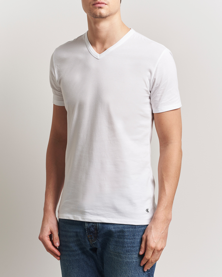 Herre | T-Shirts | Calvin Klein | 3-Pack Cotton Stretch V-Neck T-Shirt White