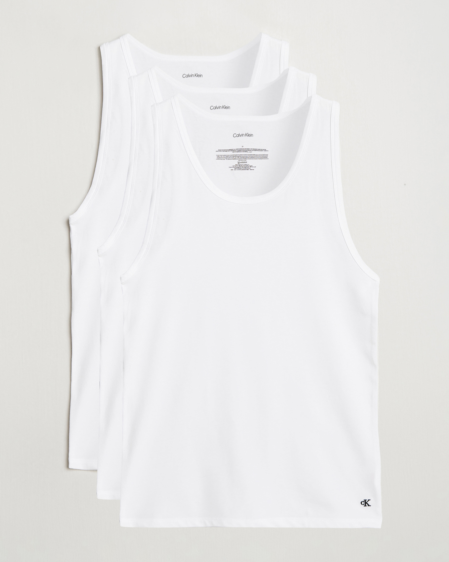 Herre | T-Shirts | Calvin Klein | 3-Pack Cotton Tank Top White