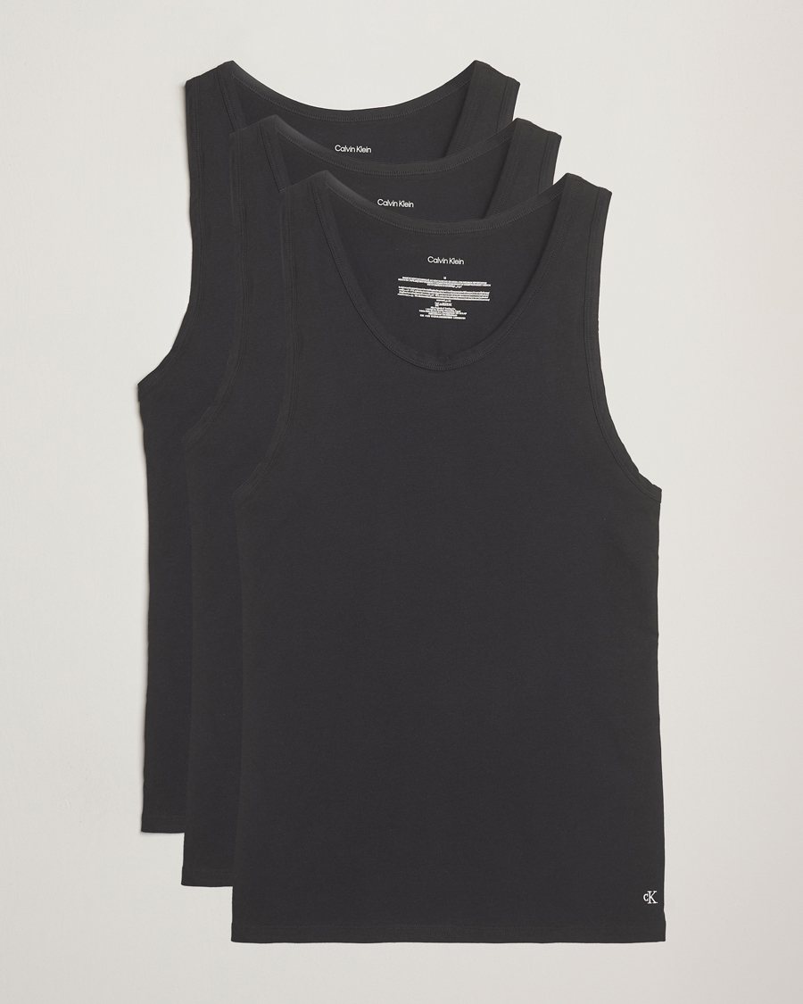 Herre | T-Shirts | Calvin Klein | 3-Pack Cotton Tank Top Black