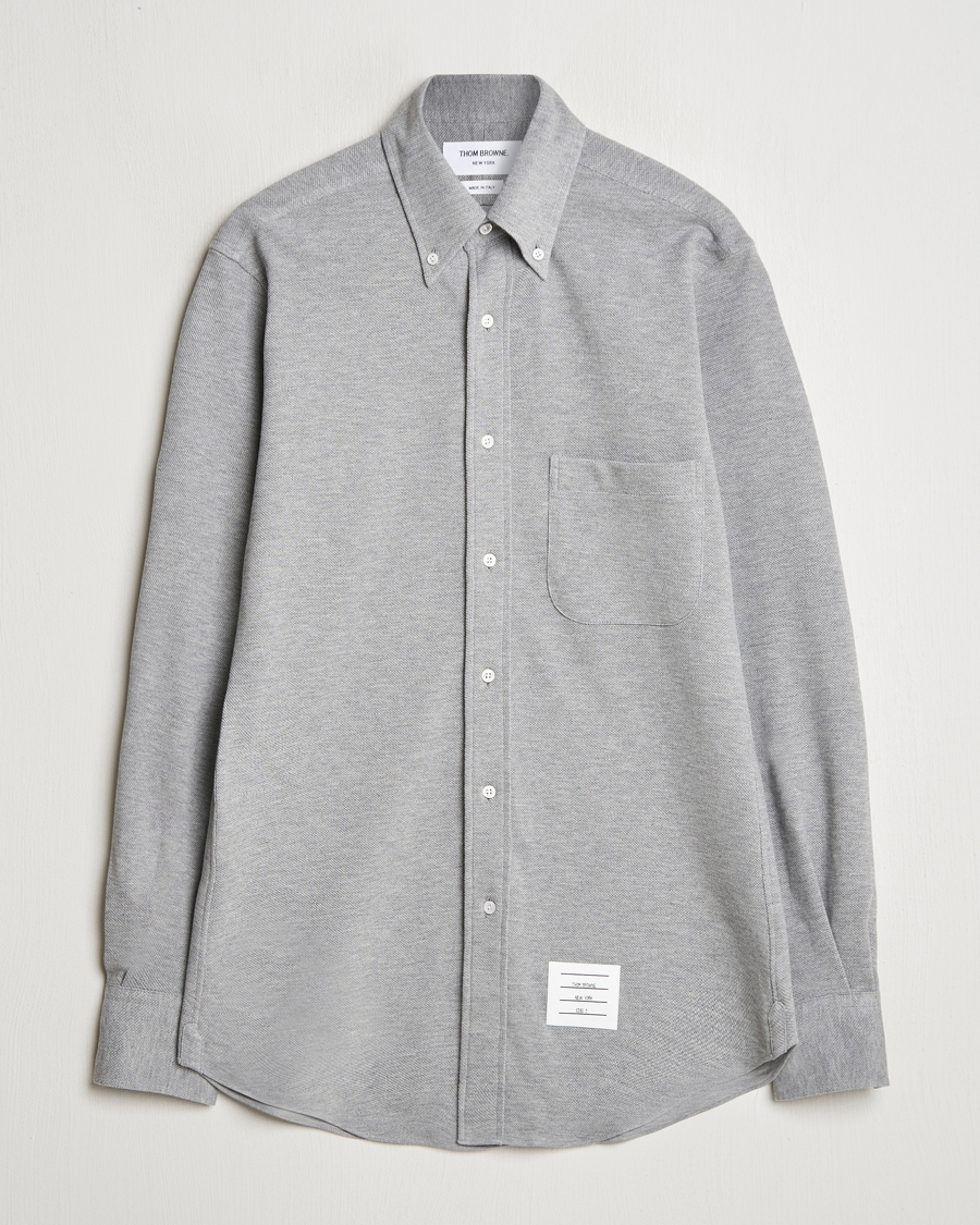 Herre | Skjorter | Thom Browne | Button Down Piquet Shirt Light Grey