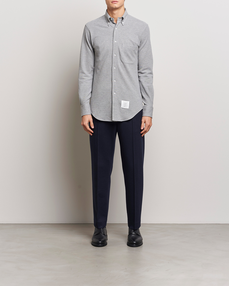 Herre | Skjorter | Thom Browne | Button Down Piquet Shirt Light Grey
