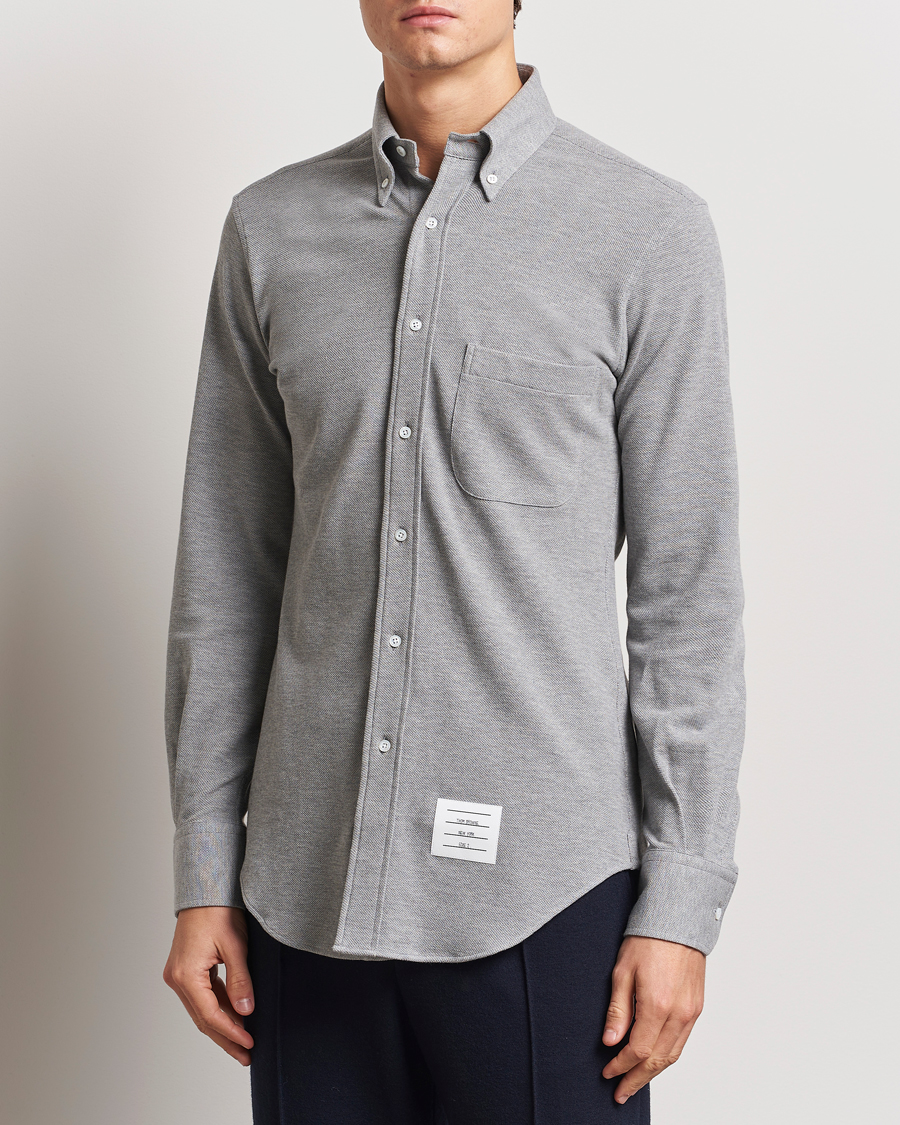 Herre | Skjorter | Thom Browne | Button Down Piquet Shirt Light Grey