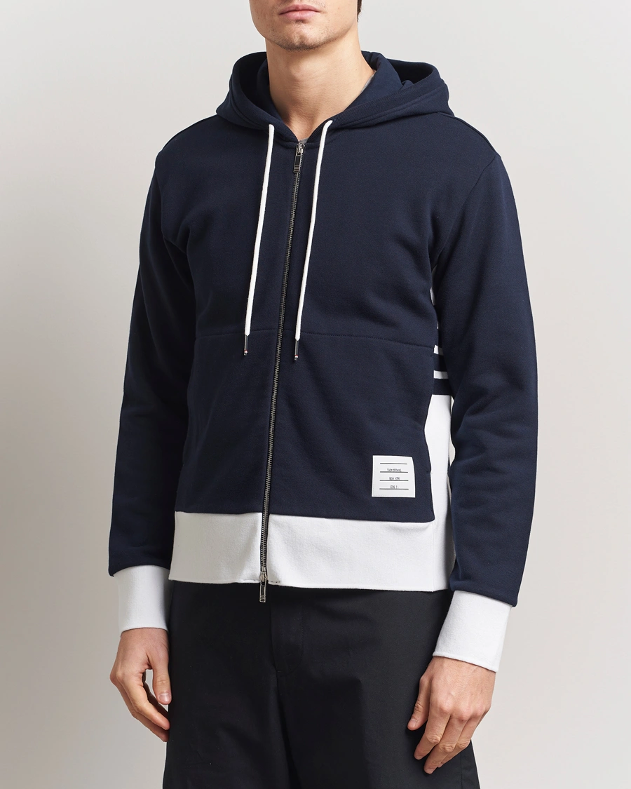 Herre | Gensere | Thom Browne | Color Block Zip Hoodie Navy
