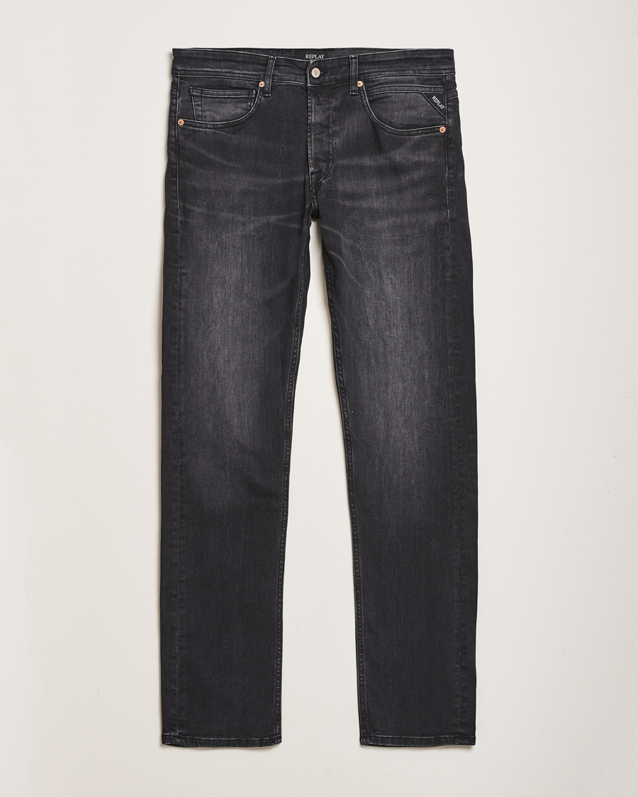 Herre | Jeans | Replay | Grover Straight Fit Stretch Jeans Washed Black