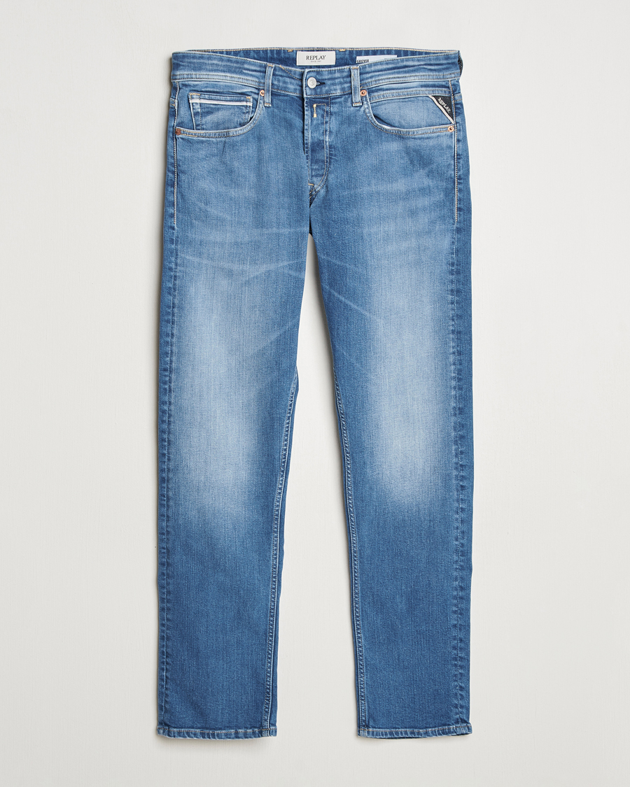 Herre | Jeans | Replay | Grover Straight Fit Stretch Jeans Medium Blue