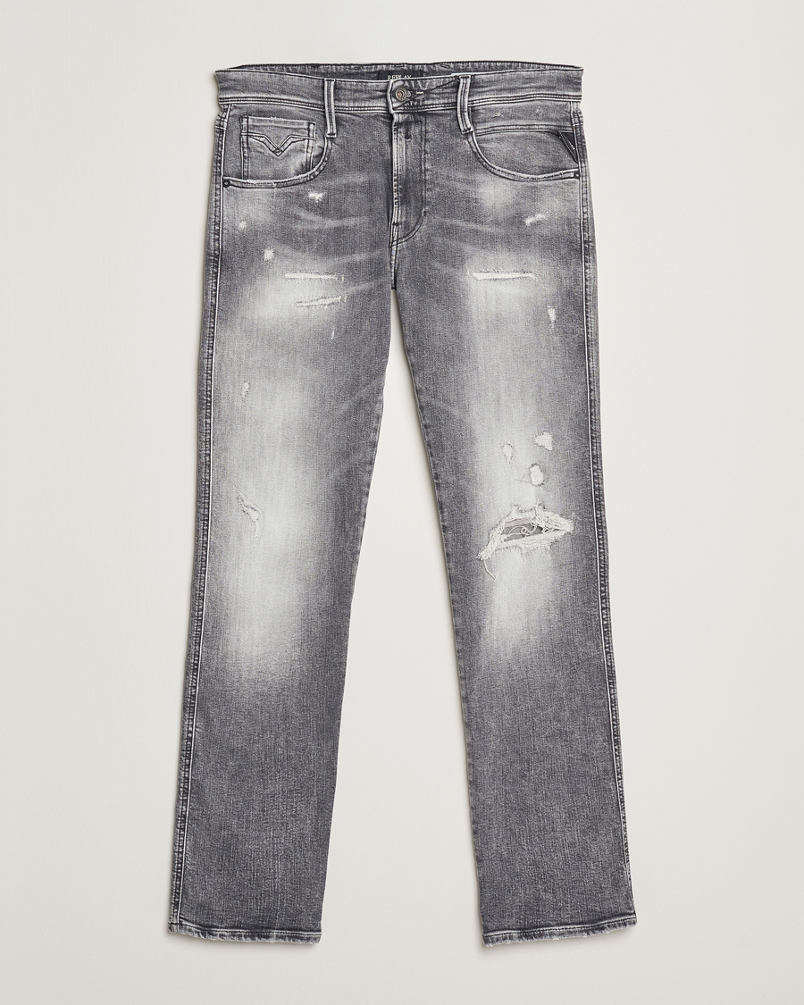 Herre | Jeans | Replay | Anbass Powerstretch Distressed Jeans Washed Grey