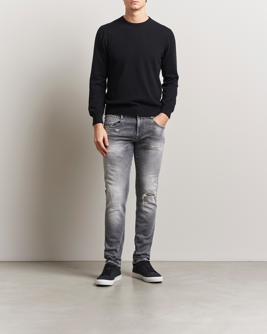 Herre | Jeans | Replay | Anbass Powerstretch Distressed Jeans Washed Grey