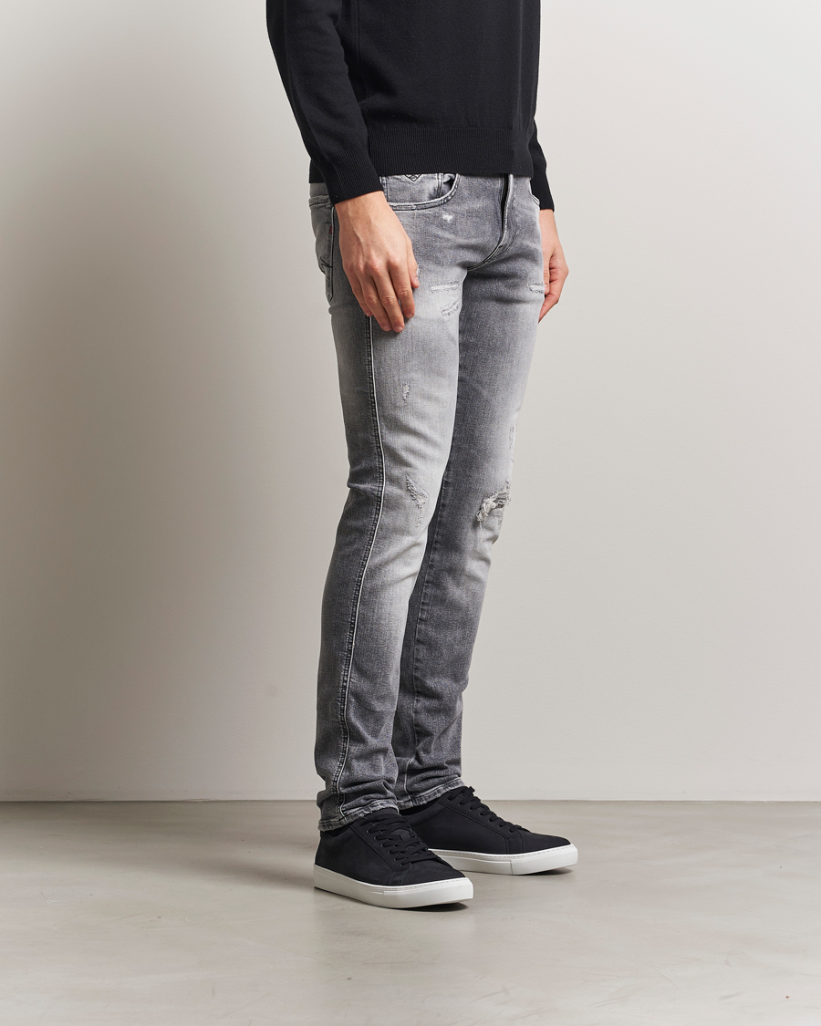 Herre | Jeans | Replay | Anbass Powerstretch Distressed Jeans Washed Grey