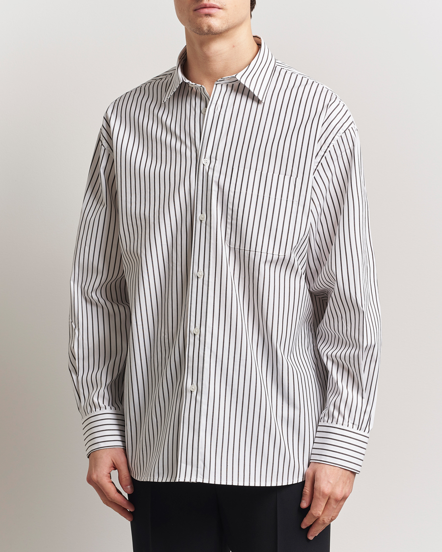 Herre | Skjorter | Filippa K | Striped Cotton Poplin Shirt Coffee/White