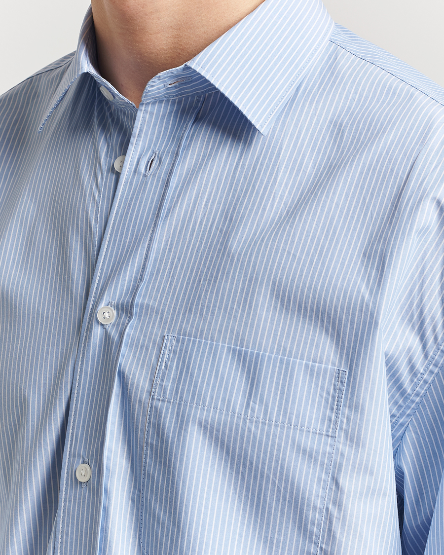 Herre | Skjorter | Filippa K | Striped Cotton Poplin Shirt Light Blue/White