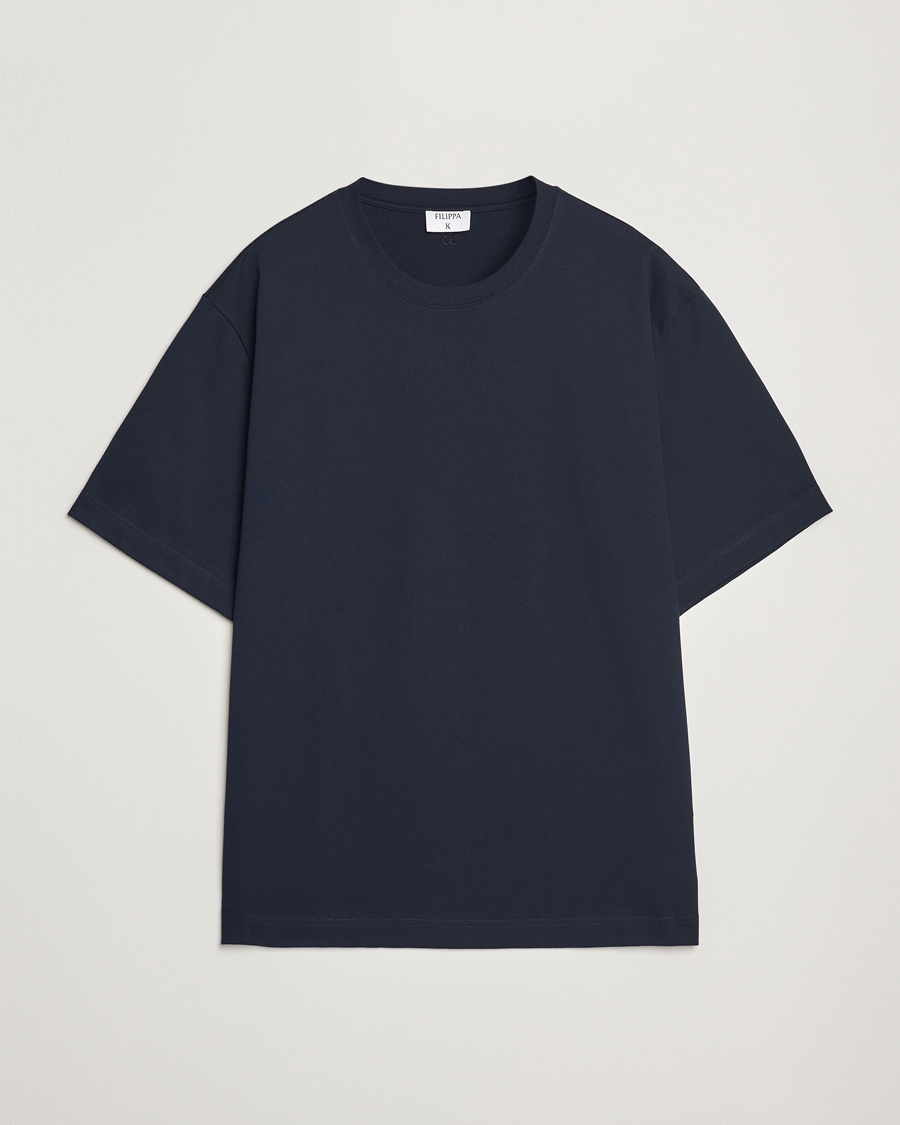 Herre | T-Shirts | Filippa K | Heavy Cotton Crew Neck T-Shirt Navy