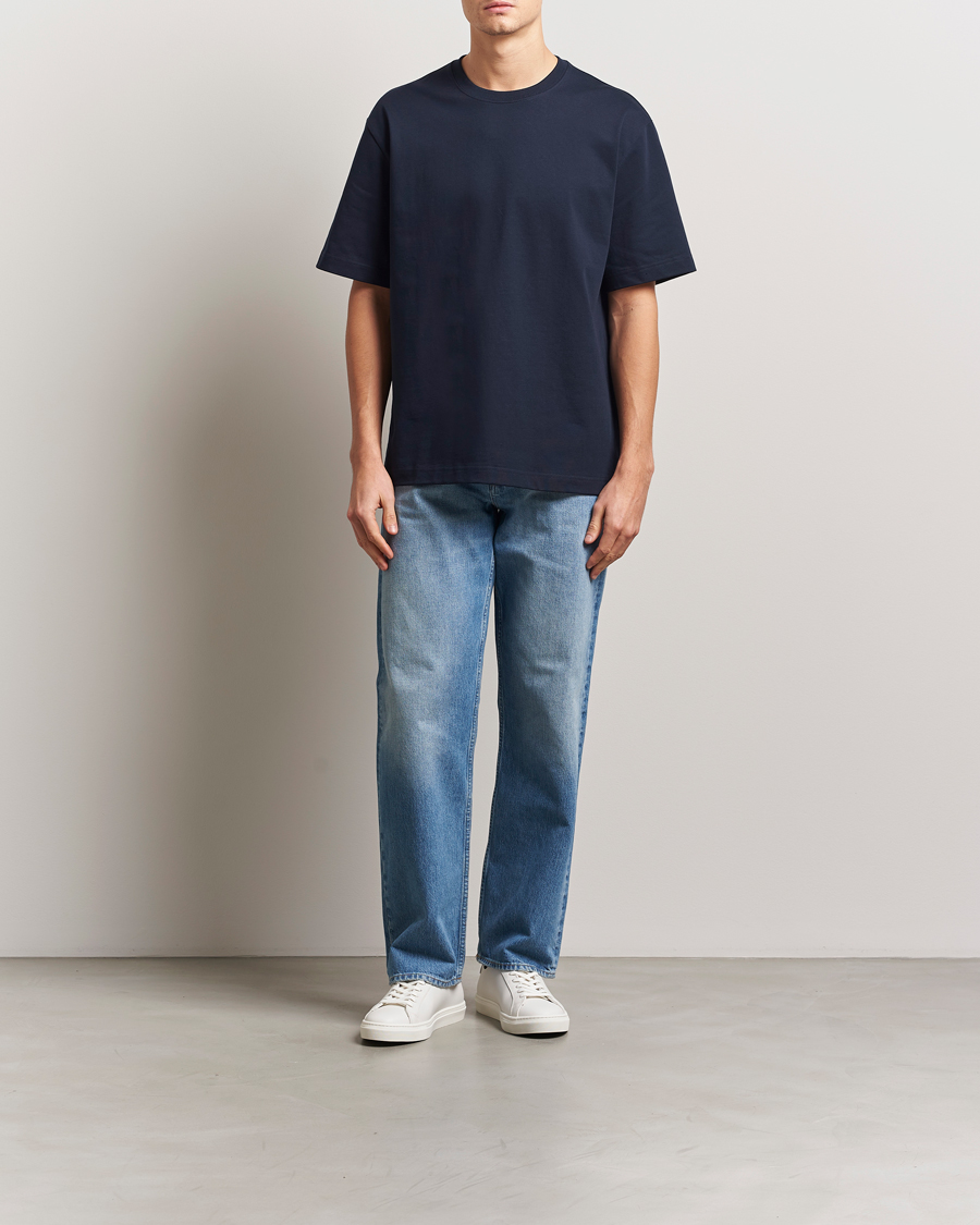 Herre | T-Shirts | Filippa K | Heavy Cotton Crew Neck T-Shirt Navy