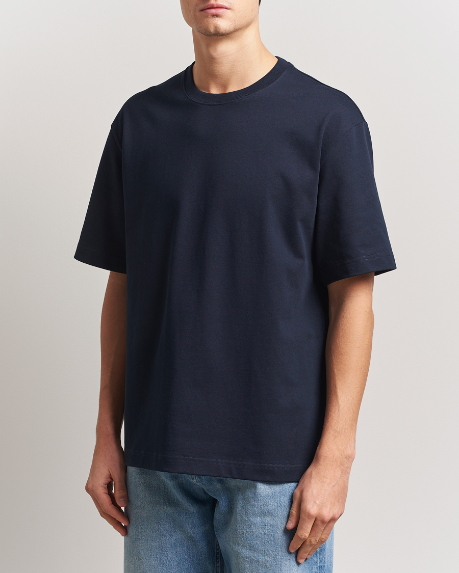 Herre | T-Shirts | Filippa K | Heavy Cotton Crew Neck T-Shirt Navy