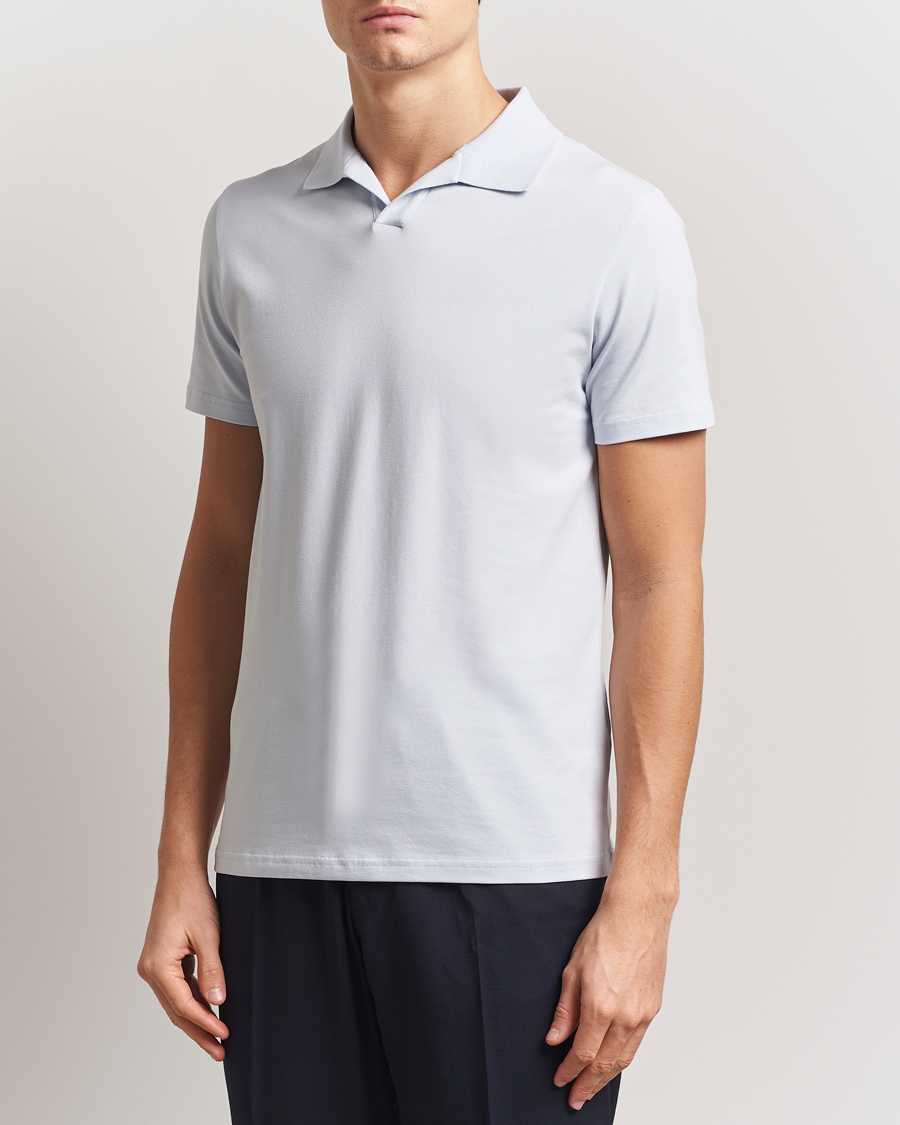 Herre | Pikéer | Filippa K | Soft Lycra Polo T-Shirt Ice Blue