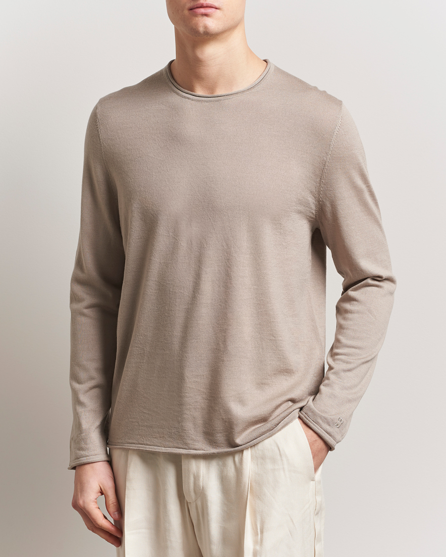 Herre | Gensere | Filippa K | Rolled Edge Knitted Sweater Moss Grey
