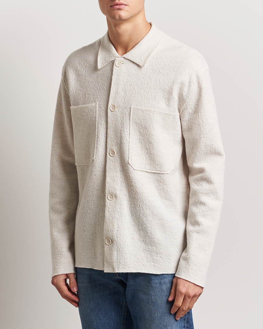 Herre | Gensere | NN07 | Jonas Boiled Wool Cardigan Ivory