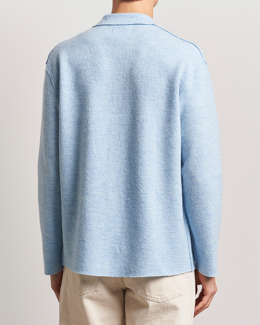 Herre | Gensere | NN07 | Jonas Boiled Wool Cardigan Powder Blue