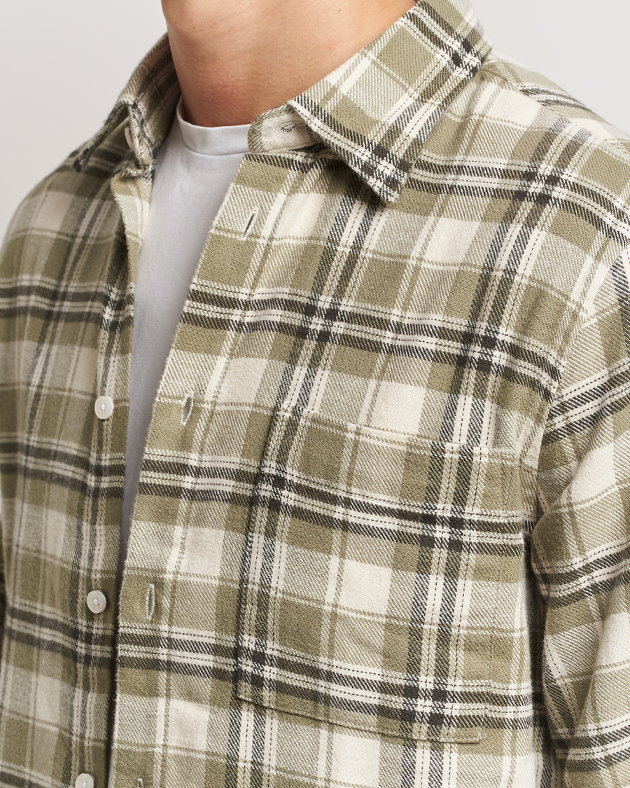 Herre | Skjorter | NN07 | Arne Brushed Cotton Checked Shirt Green/Beige