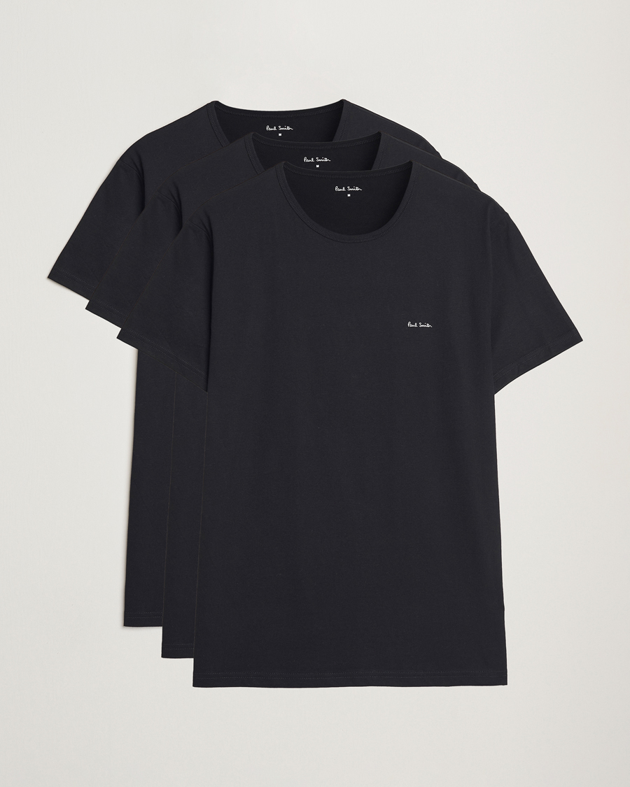Herre | T-Shirts | Paul Smith | 3-Pack Crew Neck T-Shirt Black