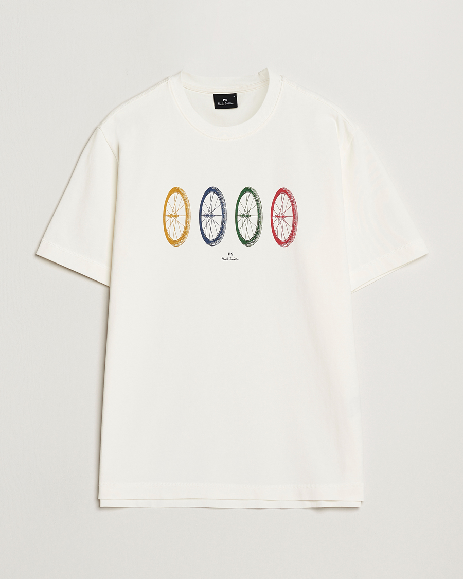 Herre | T-Shirts | PS Paul Smith | Bike Tyres Crew Neck T-Shirt White