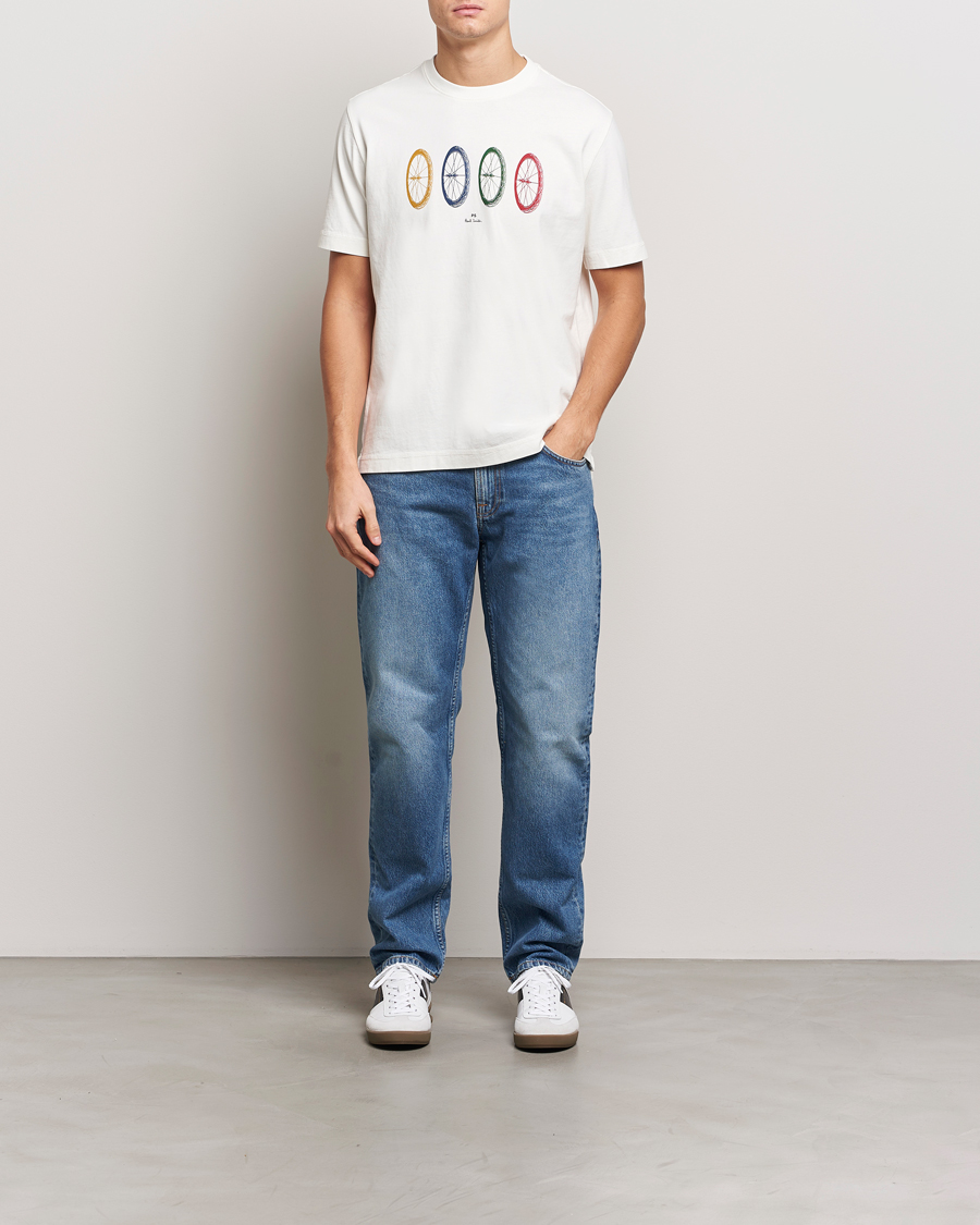 Herre | T-Shirts | PS Paul Smith | Bike Tyres Crew Neck T-Shirt White