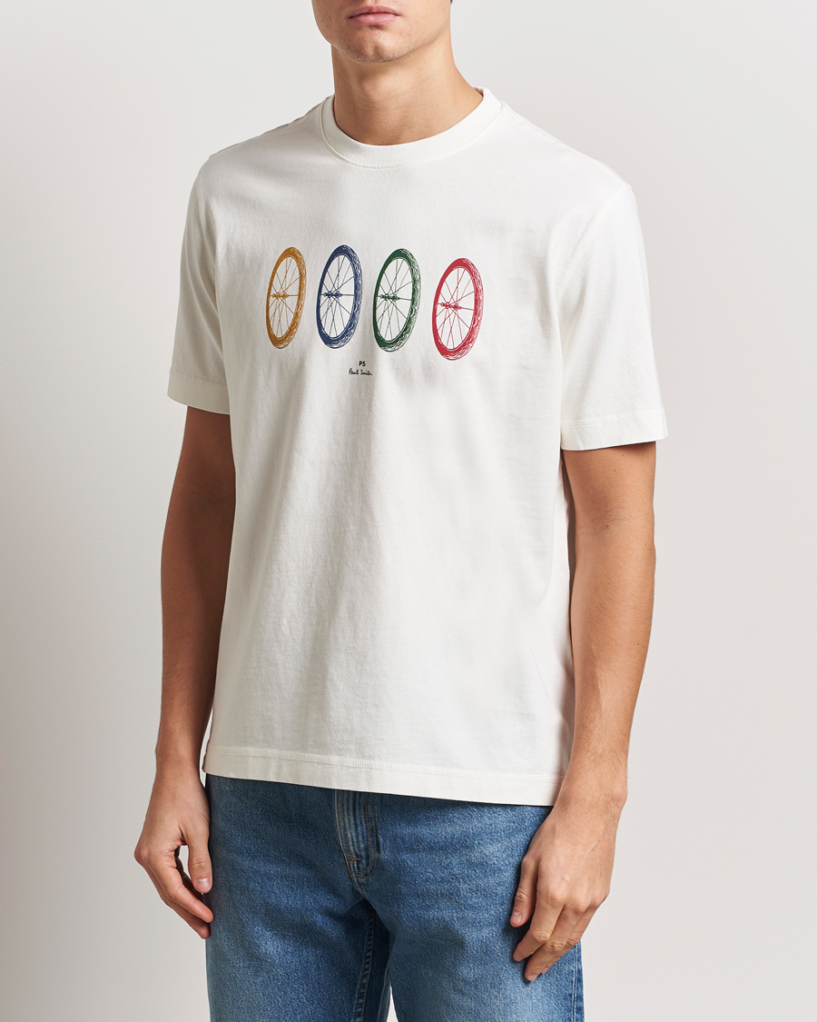 Herre | T-Shirts | PS Paul Smith | Bike Tyres Crew Neck T-Shirt White