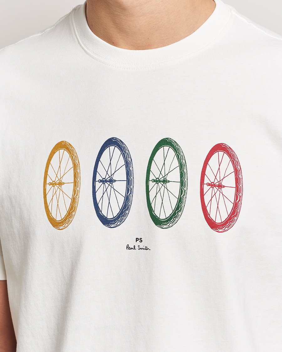 Herre | T-Shirts | PS Paul Smith | Bike Tyres Crew Neck T-Shirt White