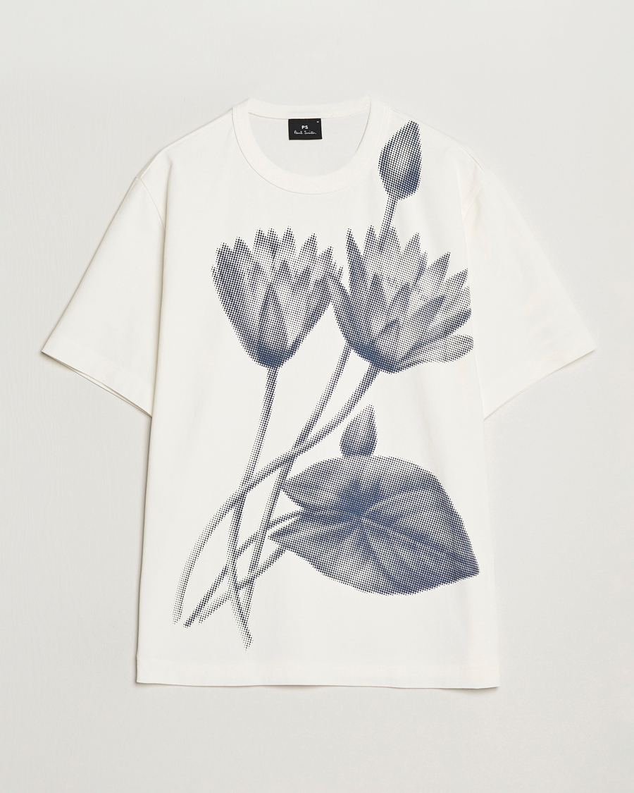 Herre | T-Shirts | PS Paul Smith | Flower Printed Crew Neck T-Shirt White