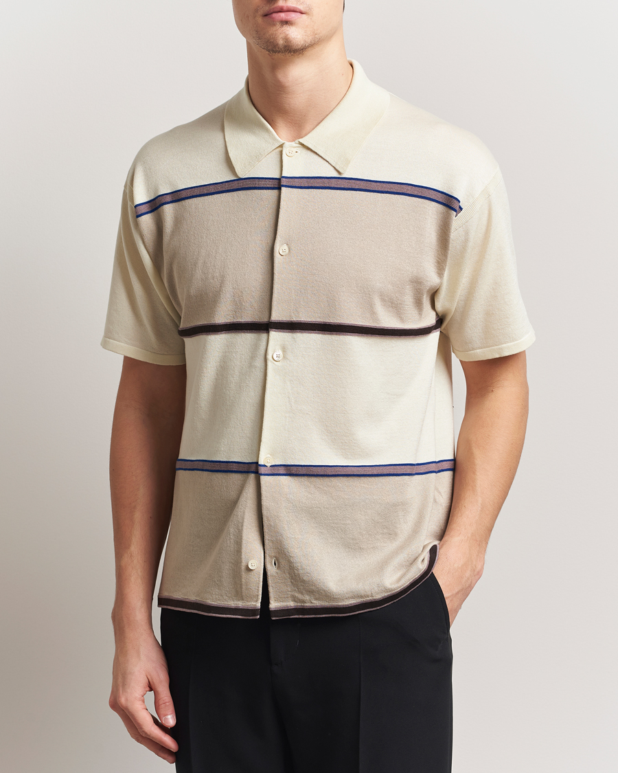 Herre | Skjorter | Paul Smith | Cotton Striped Knitted Short Sleeve Shirt White