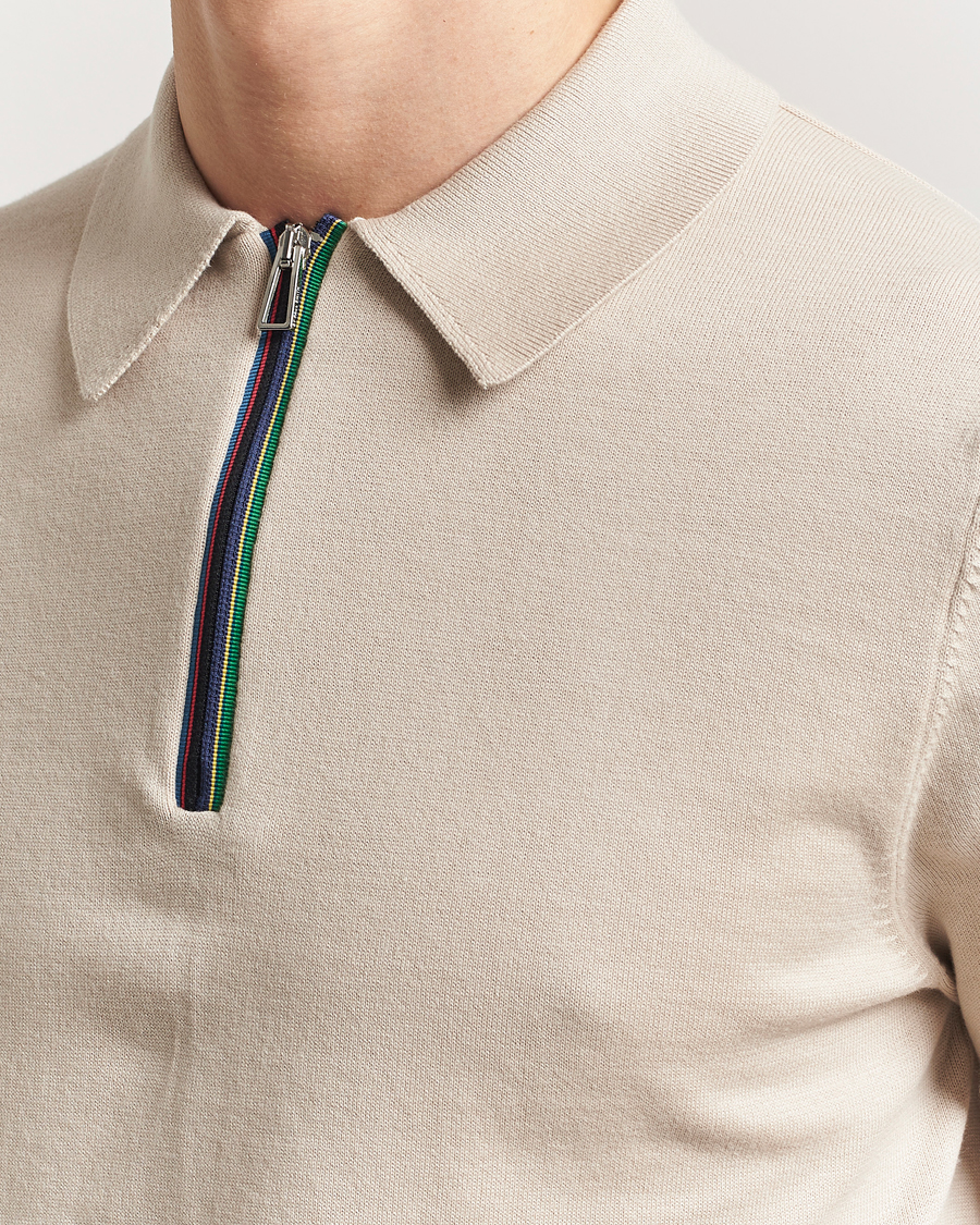 Herre | Pikéer | PS Paul Smith | Cotton Knitted Half Zip Polo Off White