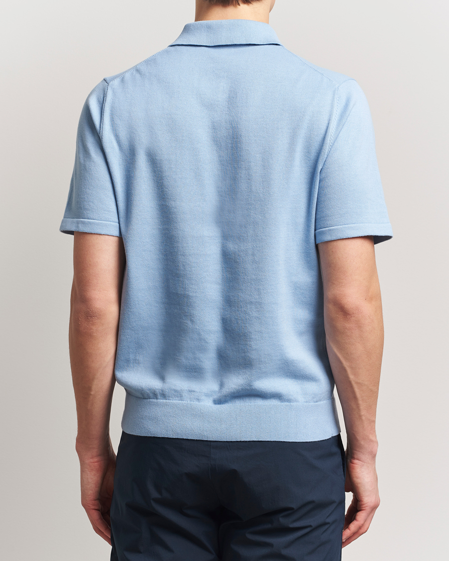 Herre | Pikéer | PS Paul Smith | Cotton Knitted Half Zip Polo Light Blue