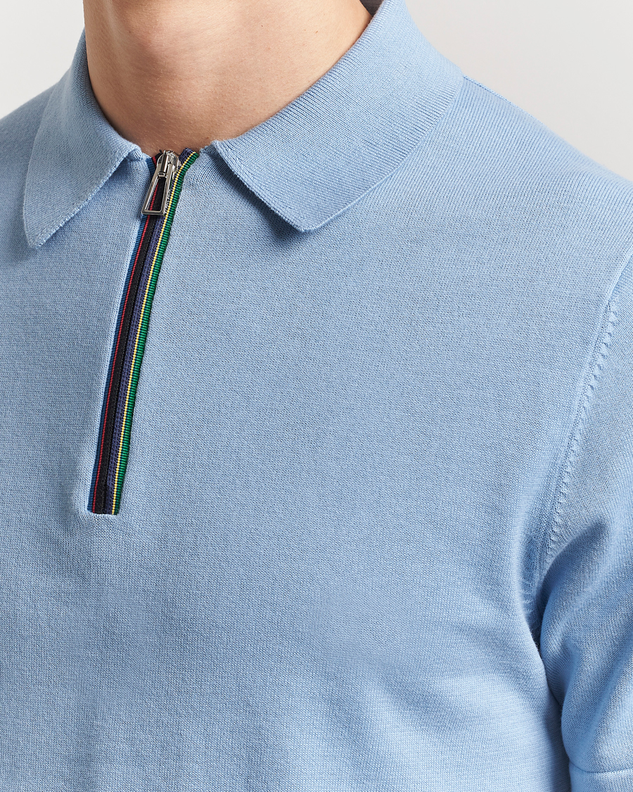 Herre | Pikéer | PS Paul Smith | Cotton Knitted Half Zip Polo Light Blue