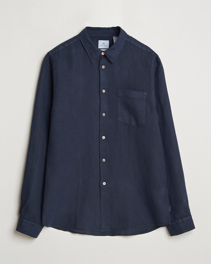 Herre | Skjorter | PS Paul Smith | Tailored Fit Linen Shirt Navy