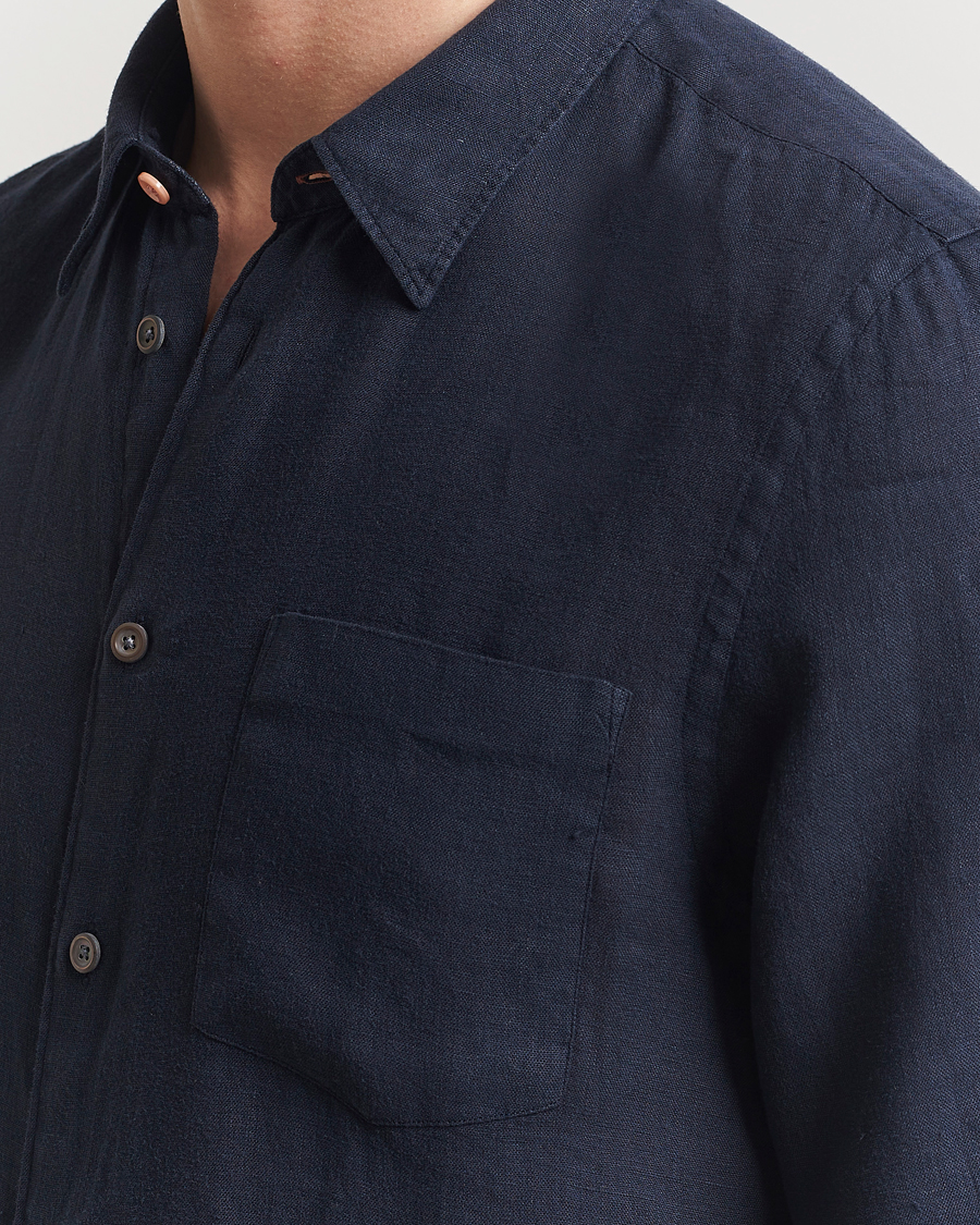 Herre | Skjorter | PS Paul Smith | Tailored Fit Linen Shirt Navy