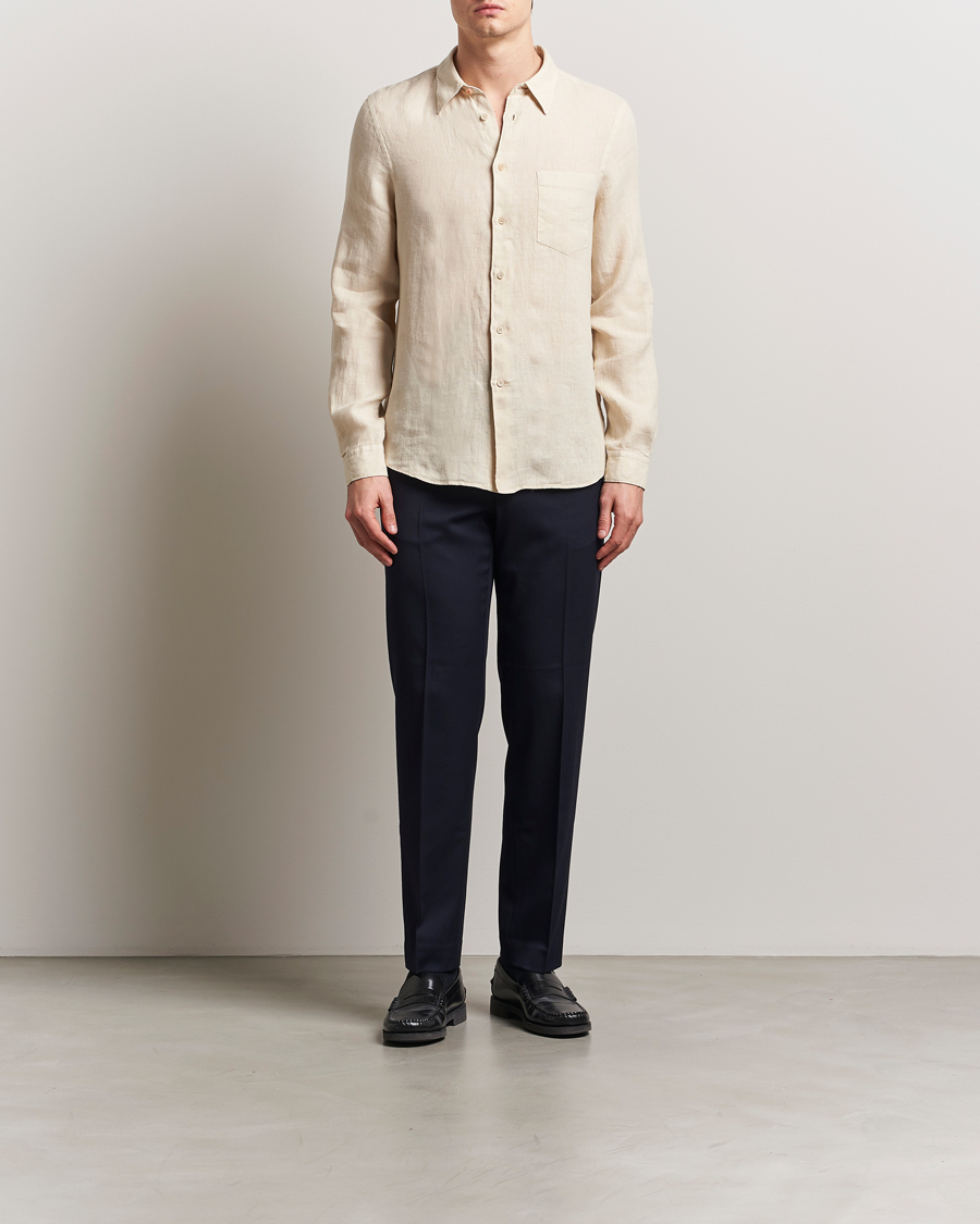 Herre | Skjorter | PS Paul Smith | Tailored Fit Linen Shirt Beige