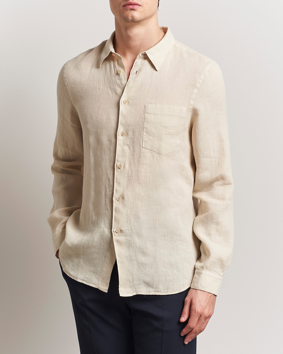 Herre | Skjorter | PS Paul Smith | Tailored Fit Linen Shirt Beige