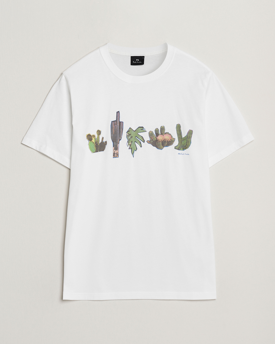 Herre | T-Shirts | PS Paul Smith | Cactus Line Up Printed T-Shirt White