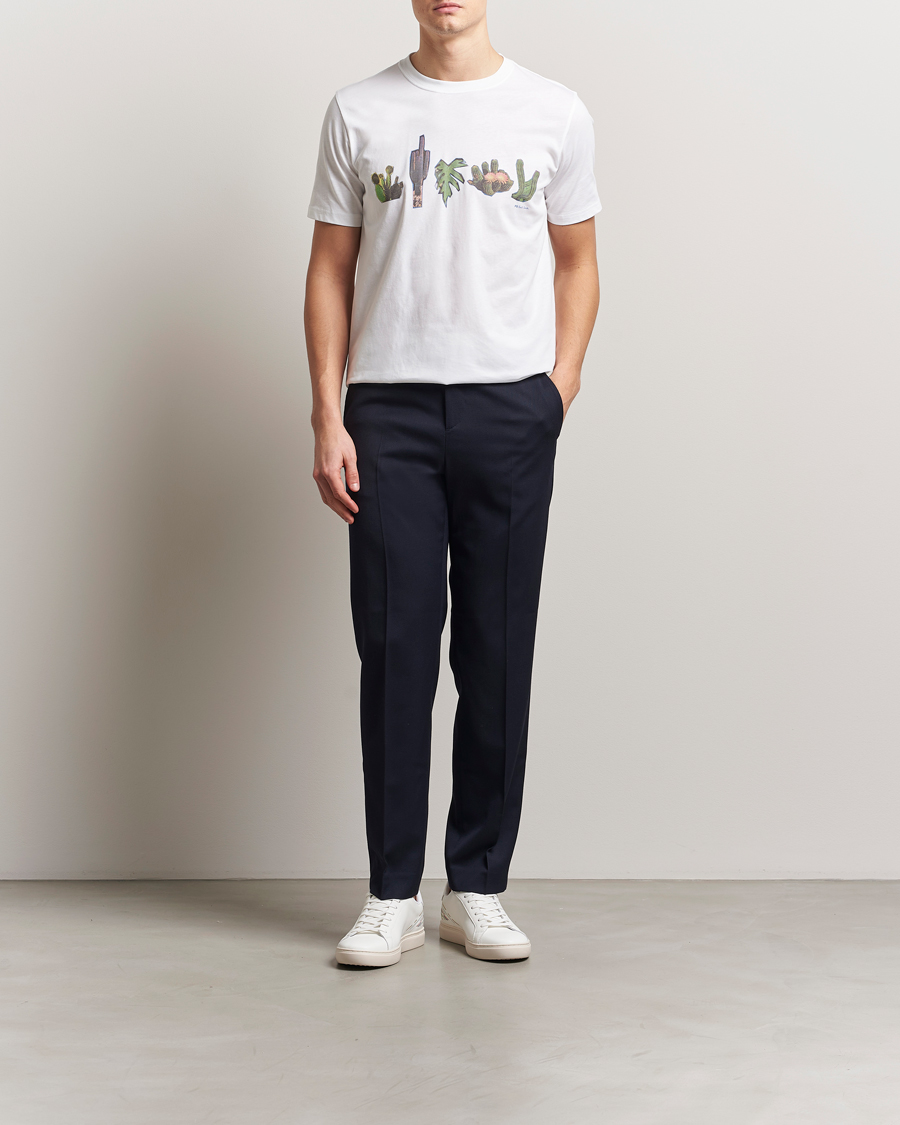 Herre | T-Shirts | PS Paul Smith | Cactus Line Up Printed T-Shirt White