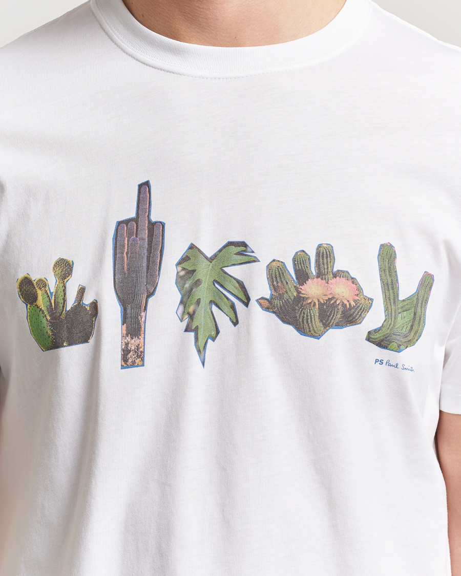 Herre | T-Shirts | PS Paul Smith | Cactus Line Up Printed T-Shirt White